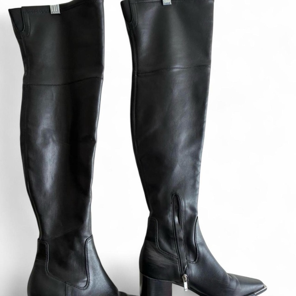 Marc Fisher Black Leather Knee-High Boots